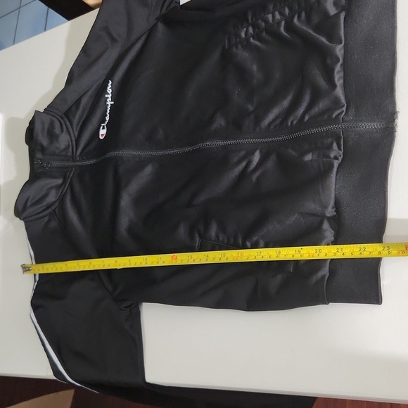 Champion Womens Jacket Size L Track Jacket Arm Stripes Script Logo Black White - Picture 7 of 12